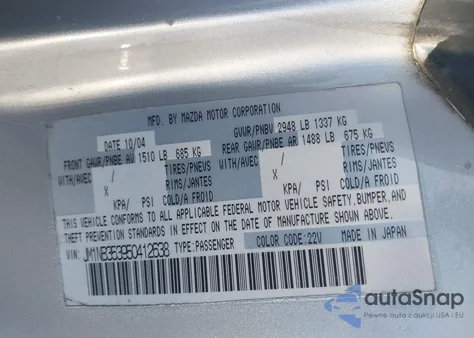 2005 Mazda Mx-5 Miata Ls from USA, damaged, VIN JM1NB353950412638